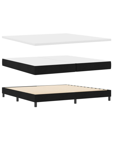 Letto a molle con testiera Nero 200 x 200 cm Tessuto
