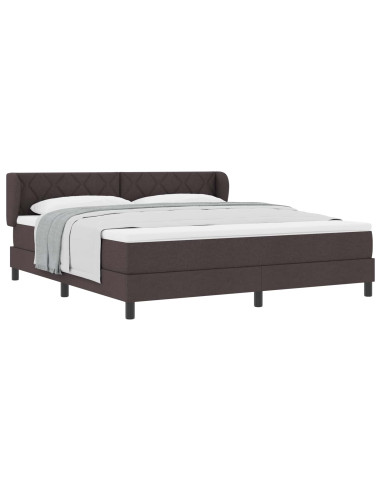 Letto a molle con testiera Marrone Scuro 180 x 200 cm Tessuto