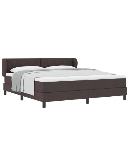 Letto a molle con testiera Marrone Scuro 180 x 200 cm Tessuto