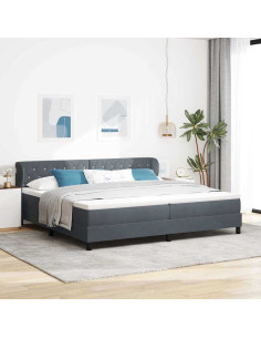 Letto a molle con materasso Grigio scuro 200 x 200 cm Velluto