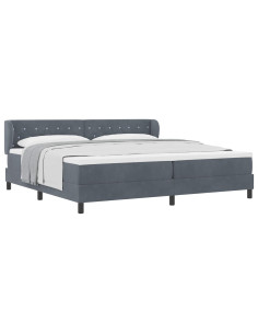Letto a molle con materasso Grigio scuro 200 x 200 cm Velluto 2