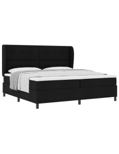 Letto a molle con testiera Nero 200 x 200 cm Tessuto 2