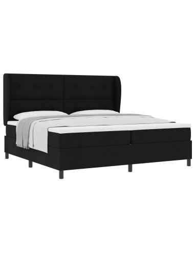 Letto a molle con testiera Nero 200 x 200 cm Tessuto