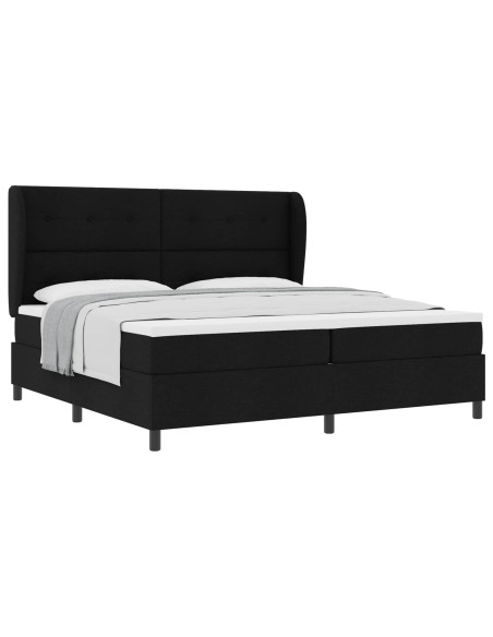 Letto a molle con testiera Nero 200 x 200 cm Tessuto