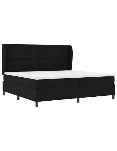 Letto a molle con testiera Nero 200 x 200 cm Tessuto