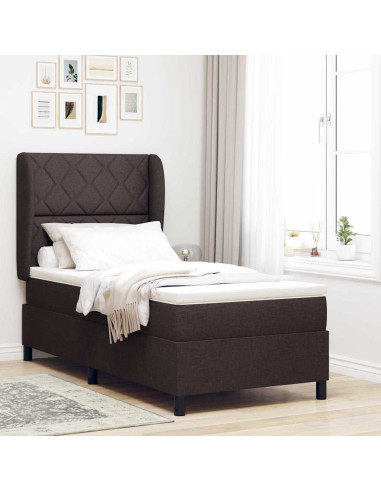 Letto a molle con testiera Marrone scuro 90 x 190 cm Tessuto