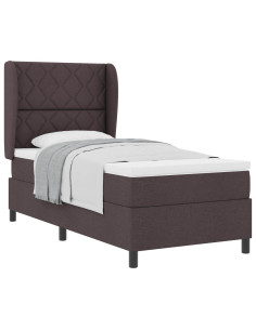 Letto a molle con testiera Marrone scuro 90 x 190 cm Tessuto 2