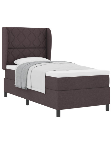 Letto a molle con testiera Marrone scuro 90 x 190 cm Tessuto