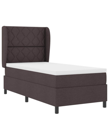 Letto a molle con testiera Marrone scuro 90 x 190 cm Tessuto