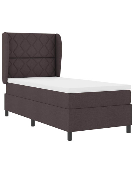 Letto a molle con testiera Marrone scuro 90 x 190 cm Tessuto