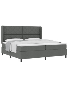 Letto a molle con testiera Grigio scuro 200 x 200 cm Tessuto 2