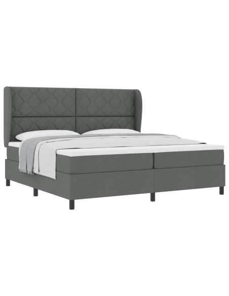 Letto a molle con testiera Grigio scuro 200 x 200 cm Tessuto