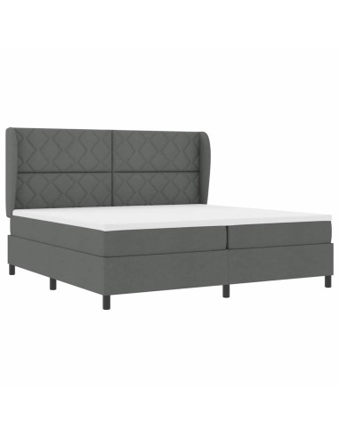 Letto a molle con testiera Grigio scuro 200 x 200 cm Tessuto
