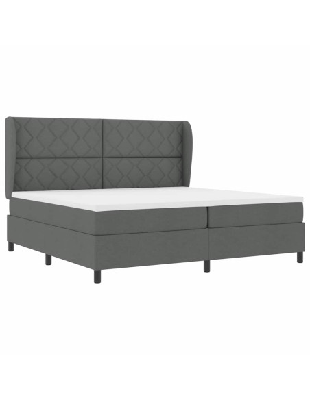 Letto a molle con testiera Grigio scuro 200 x 200 cm Tessuto