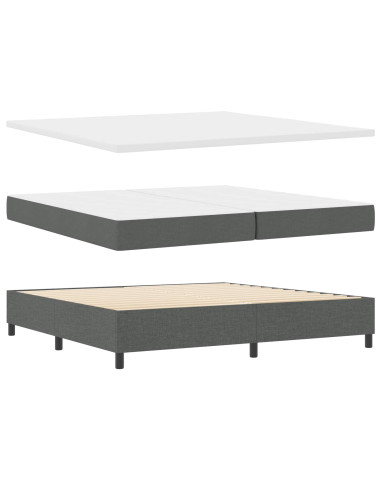 Letto a molle con testiera Grigio scuro 200 x 200 cm Tessuto