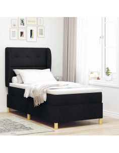 Letto a molle con testiera Nero 200 x 100 cm Tessuto