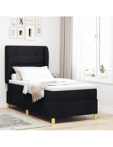 Letto a molle con testiera Nero 200 x 100 cm Tessuto