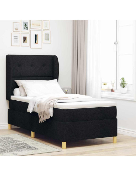 Letto a molle con testiera Nero 200 x 100 cm Tessuto