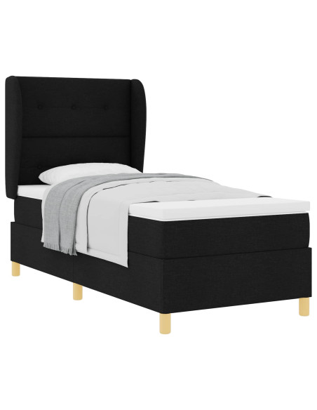 Letto a molle con testiera Nero 200 x 100 cm Tessuto