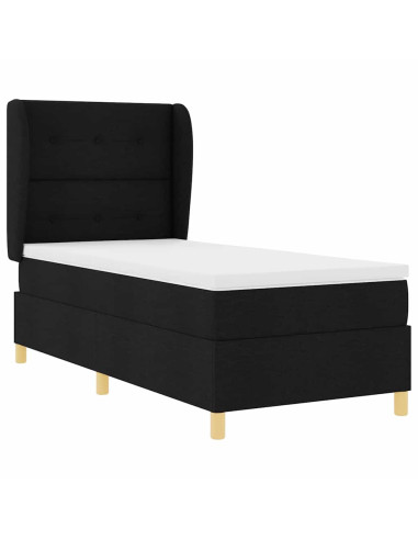 Letto a molle con testiera Nero 200 x 100 cm Tessuto