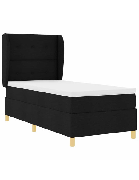 Letto a molle con testiera Nero 200 x 100 cm Tessuto