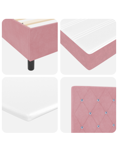 Letto a molle con materasso Rosa 200 x 180 cm Velluto