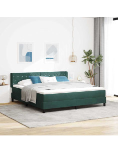 Letto a molle con testiera Verde Scuro 200 x 180 cm Velluto