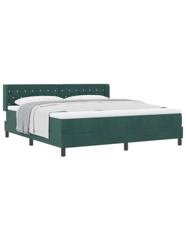 Letto a molle con testiera Verde Scuro 200 x 180 cm Velluto
