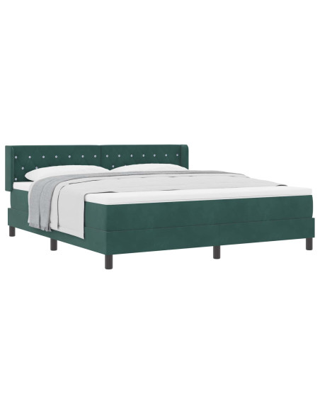 Letto a molle con testiera Verde Scuro 200 x 180 cm Velluto
