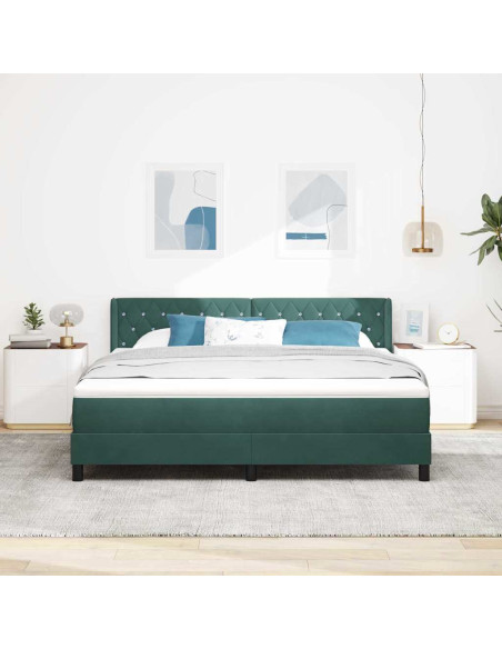Letto a molle con testiera Verde Scuro 200 x 180 cm Velluto