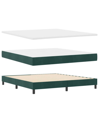 Letto a molle con testiera Verde Scuro 200 x 180 cm Velluto