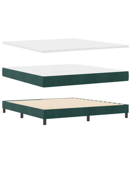 Letto a molle con testiera Verde Scuro 200 x 180 cm Velluto