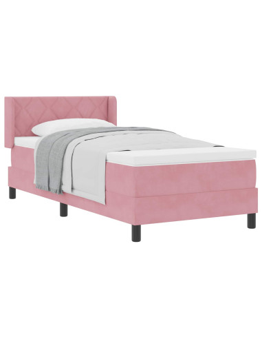 Letto a molle con testiera Rosa 200 x 90 cm Velluto