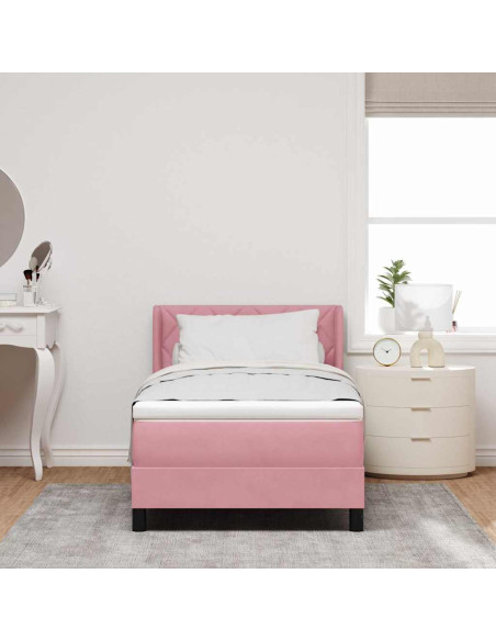 Letto a molle con testiera Rosa 200 x 90 cm Velluto