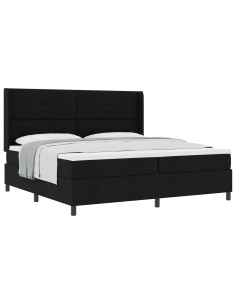 Letto a molle con cuscino Nero 200 x 200 cm Tessuto 2