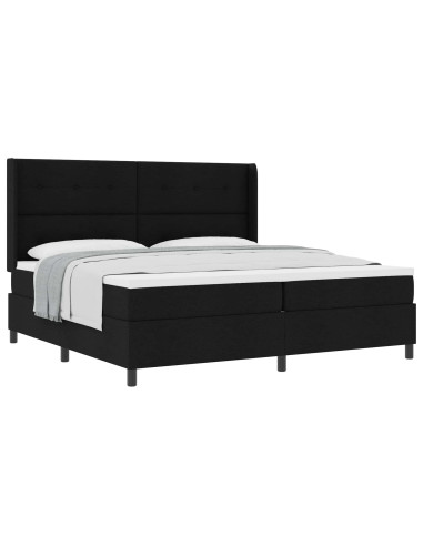 Letto a molle con cuscino Nero 200 x 200 cm Tessuto