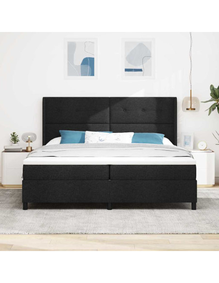 Letto a molle con cuscino Nero 200 x 200 cm Tessuto