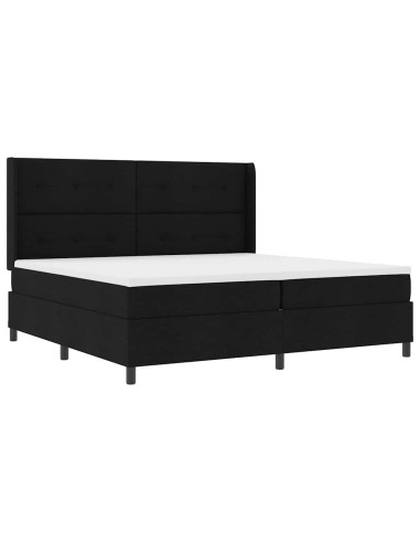 Letto a molle con cuscino Nero 200 x 200 cm Tessuto