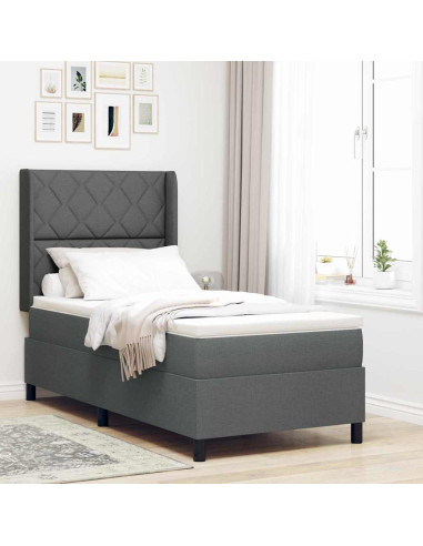 Letto a molle con cuscino Grigio scuro 200 x 90 cm Tessuto