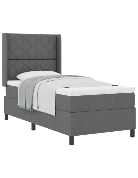 Letto a molle con cuscino Grigio scuro 200 x 90 cm Tessuto