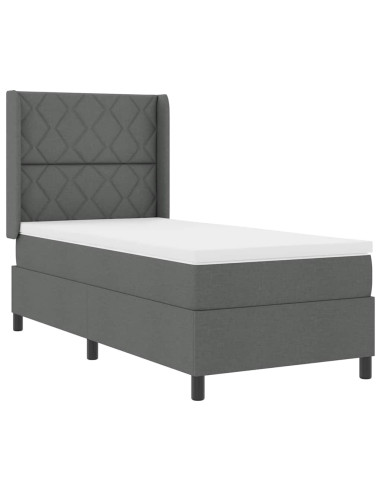 Letto a molle con cuscino Grigio scuro 200 x 90 cm Tessuto