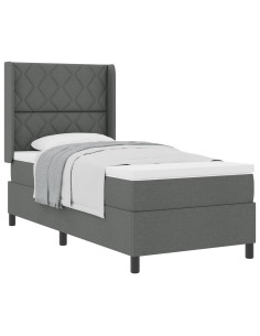 Letto a molle con cuscino Grigio scuro 200 x 100 cm Tessuto 2