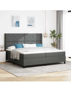 Letto a molle con cuscino Grigio scuro 200 x 200 cm Tessuto