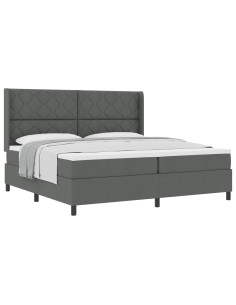 Letto a molle con cuscino Grigio scuro 200 x 200 cm Tessuto 2