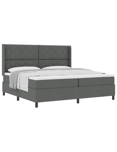 Letto a molle con cuscino Grigio scuro 200 x 200 cm Tessuto