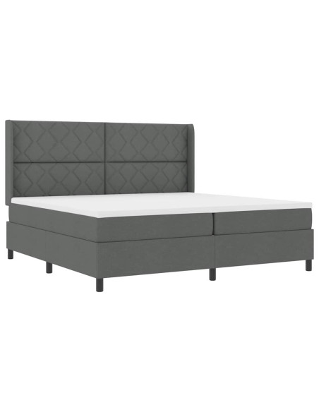 Letto a molle con cuscino Grigio scuro 200 x 200 cm Tessuto