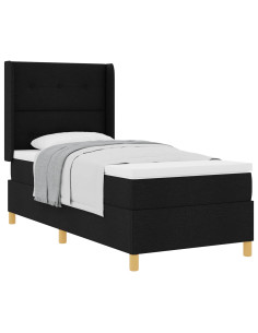 Letto a molle con testiera Nero 100 x 200 cm Tessuto 2