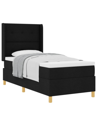 Letto a molle con testiera Nero 100 x 200 cm Tessuto