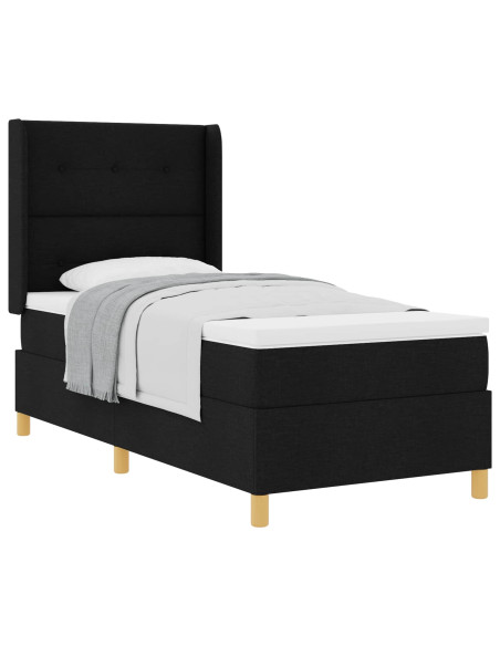 Letto a molle con testiera Nero 100 x 200 cm Tessuto