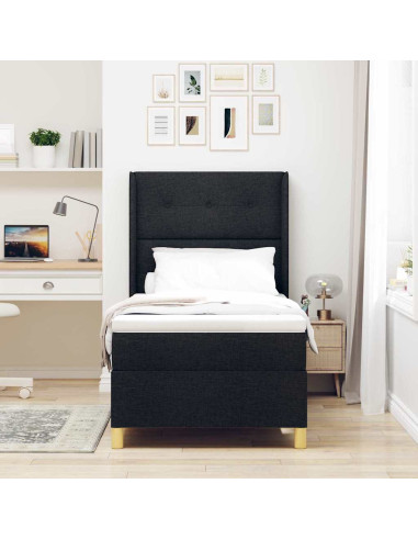 Letto a molle con testiera Nero 100 x 200 cm Tessuto